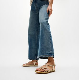 FitFlop Fitflop Gracie Crystal Womens Cross Strap Sandals Platino - Gold - Size UK 6