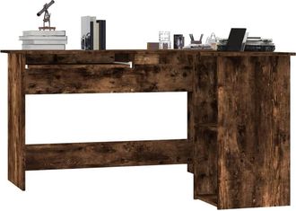 Berkfield Home Modern Corner Desk Smoked Oak 120x140x75 cm Engineered Wood in Brown | Size: 120 x 140 x 75 cm