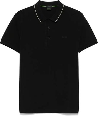 BOSS logo-embroidered polo shirt - Black
