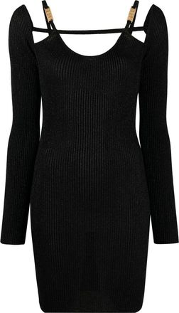 GCDS cold-shoulder knitted dress - women - Viscose/Metallic Fibre/Polyamide - L - Black