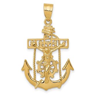 Diamond2Deal 14k Yellow Gold Mariners Cross Pendant