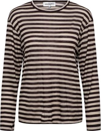 &Co Woman Tara Stripe Top - Dames - Longsleeves - Bruin - XS - Katoen - Tops