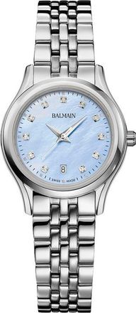 Balmain Beleganza Diamond & Mother-of-Pearl Bracelet Watch, 27.5mm in Blue/stainless Steel at Nordstrom