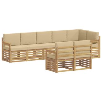 vidaXL Conjunto De Sof&aacute;s De Exterior 8 Uds. Y Beige Poli&eacute;ster Vidaxl