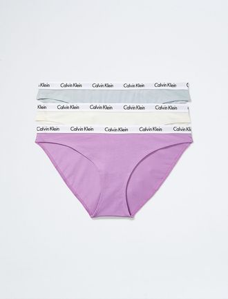 Calvin Klein Womens Carousel Logo Cotton 3-Pack Bikini - Multi - XS