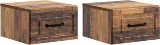 vidaXL Mesita De Noche De Pared 2 Uds. Madera Envejecida Vidaxl