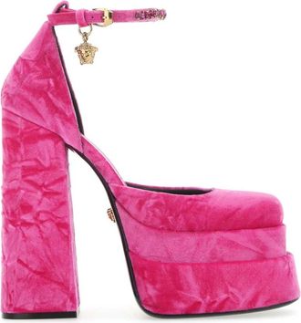 Versace Fluweel Fuchsia Medusa Pomp - Dames - Pumps - Roze - 37 EU - Schoenen