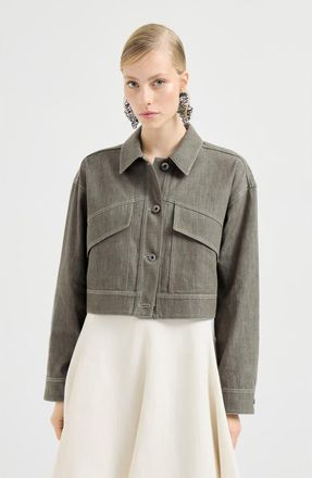 Brunello Cucinelli Denim-effect twill outerwear jacket in Olive at Nordstrom, Size 36 It