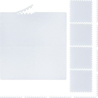Relaxdays Relaxdays - Suelo Goma, 60x60cm, 32 Esterillas Fitness Con Borde, Goma Eva, 3m&sup2;, Gimnasio, Alfombra Puzle, Protector, Blanco