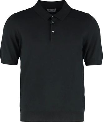 THE (ALPHABET) Polo in cotone con ricamo logo - Nero