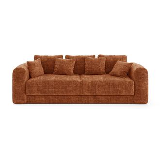 Sia Home Sof&aacute; cama arc&oacute;n nogal 4 plazas terciopelo gofrado terracota