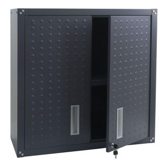 Hhg [nunca Usado] Armario Colgante Hhg-141, Armario De Pared, Armario Para Almacenamiento, Librer&iacute;a, Con Cerradura, Acero, 77 X 77 X 31 Cm, Gris Oscuro
