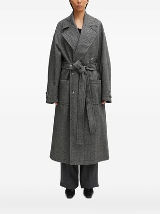 Fiorucci belted herringbone coat - Grigio