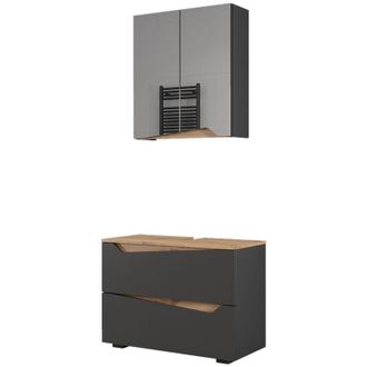 Vicco Conjunto De Muebles De Ba&ntilde;o Marelle, Antracita/artisan, 2 Partes, Vicco