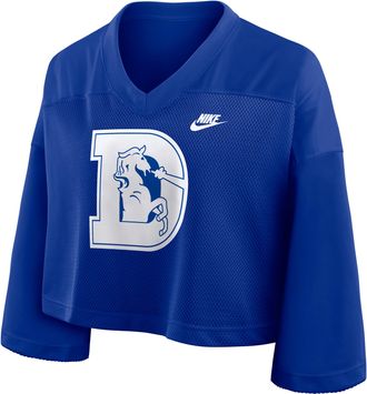 Nike Denver Broncos Rewind Fashion Nike Womens Dri-FIT NFL Cropped Jersey in Blue | 03O34DA8WV-7ZM