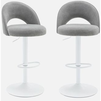Sweeek Set di 2 sgabelli da bar regolabili metallo e tessuto con base bianca