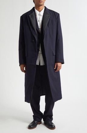 Yohji Yamamoto Water Repellent One-Button Jacket with Detachable Liner in Navy at Nordstrom, Size 4