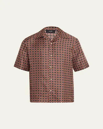 Amiri Mens Silk Medallion Camp Shirt