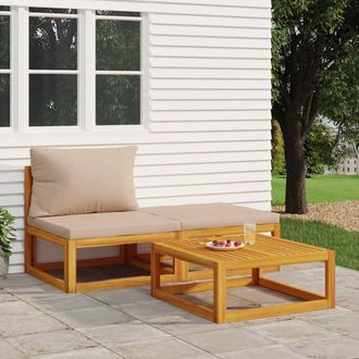 vidaXL Set De Muebles Para Jard&iacute;n 3 Piezas Con Cojines Madera Acacia Vidaxl