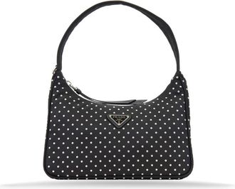 Prada Stijlvolle Dameshandtas met Strass - Dames - Handtassen - Zwart - ONE Size - Tassen