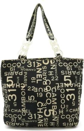 Chanel Pre-owned Tote Bags, female, Black, Size: ONE SIZE Pre-owned Canvas chanel-bags