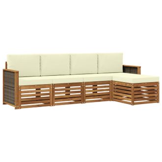 vidaXL Conjunto De Sof&aacute;s De Exterior Con Coj&iacute;n 5 Pcs Natural Y Crema Vidaxl
