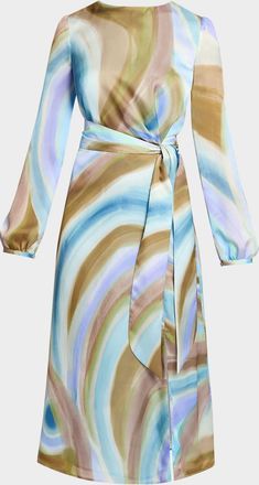 Santorelli Doria Abstract-Print Georgette Midi Dress
