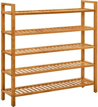vidaXL Shoe Rack with 5 Shelves 100x27x100 cm Solid Oak Wood Vidaxl