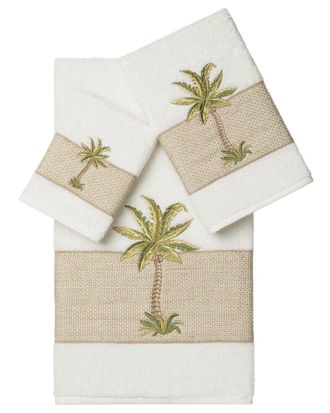 Linum Home Textiles Turkish Cotton Colton 3Pc Embellished Towel Set