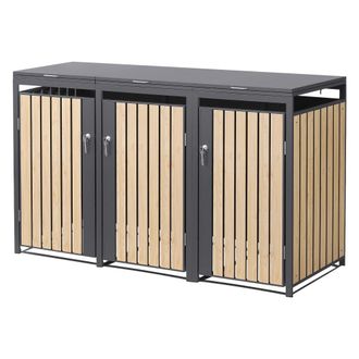 ML Design Cobertizo de exterior para 3 cubos de basura 200x80x120cm antracita