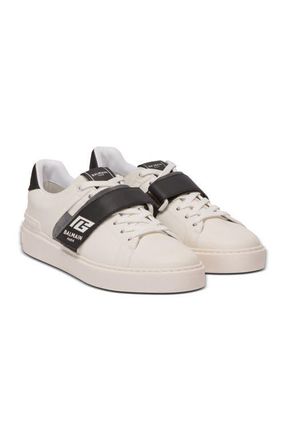 Balmain Calfskin B-Court trainers with PB tongue in White at Nordstrom, Size 42