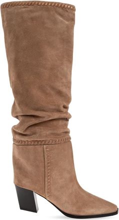 Jimmy Choo London Hart Stitch Knee Boot 60 - Dames - Cowboylaarzen - Beige - 40 EU - Leer - Schoenen