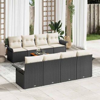 vidaXL Vidaxl - Conjunto De Sof&aacute; De Jard&iacute;n 7 Pcs Negro, Crema 55 X 55 X 37 Cm