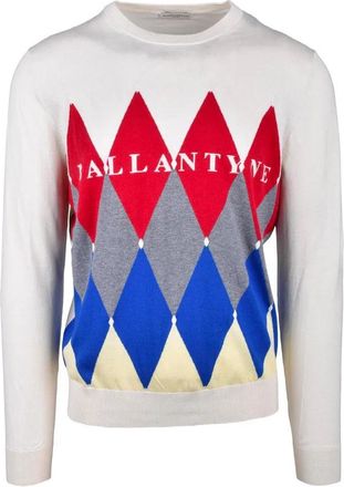 Ballantyne Argyle Pattern Cream Knit Sweater