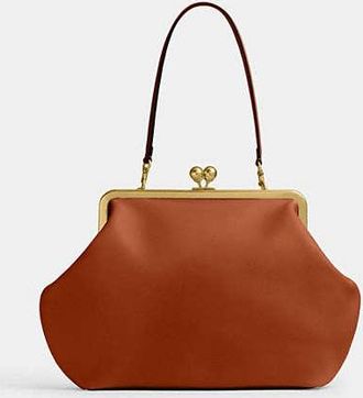 Coach Womens Large Kisslock Frame Bag in Brown | Leather