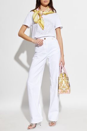 Versace T-shirt With Crystals, Womens, White