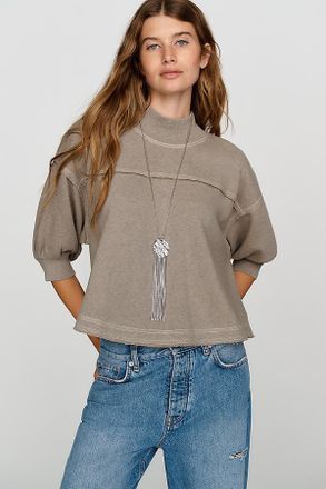 Pilcro 100% Cotton Mock Neck Swing Top