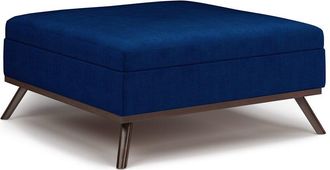 Simpli Home Owen 36In Mid Century Modern Square Coffee Table Storage Ottoman