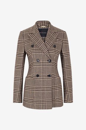 Kiton Karierter zweireihiger taillierter Seiden- und Kaschmirblazer