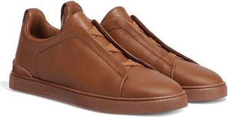 Ermenegildo Zegna Triple Stitch Deerskin Leather Slip-On Sneaker in Vicuna at Nordstrom, Size 8Us