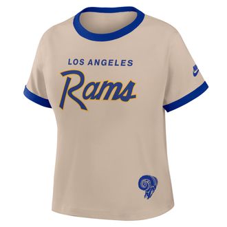 Nike Los Angeles Rams Rewind Ringer Mod Nike Womens NFL Cropped T-Shirt in Brown | 04N90IKZ9TV-X5Q