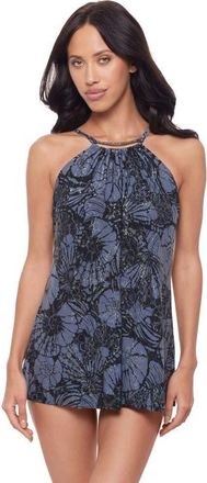 Magic Suit By Miraclesuit Shell Beach Parker Skirted One-Piece Swimsuit in Black/Multi at Nordstrom, Size 12