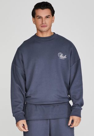 Siksilk Suéter gráfico azul marino para hombre SikSilk M