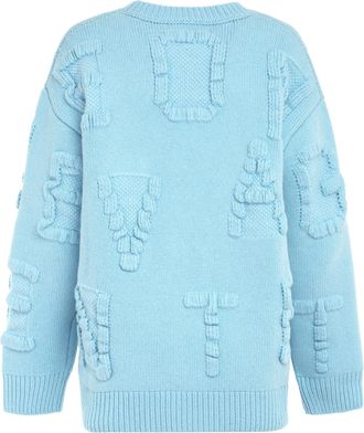 Bottega Veneta Womens Crew-Neck Wool Sweater Pale Blue Polyamide