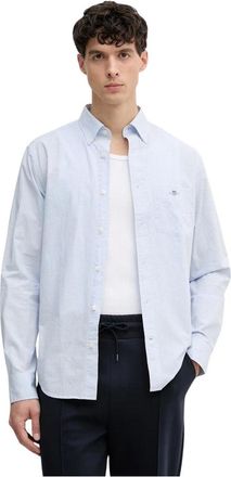 GANT Overhemden, Heren, Blauw, M, Katoen, Klassiek Poplin Gingham Overhemd