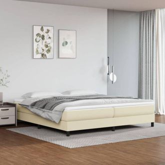 vidaXL Estructura De Cama Sin Colch&oacute;n Cuero Sint&eacute;tico Crema 200x200 Cm Vidaxl