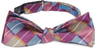 Clifton Wilson Argyle Silk Bow Tie in Fuchsia at Nordstrom
