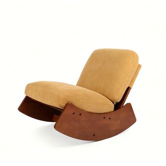 Urban Meuble Mecedora retro de pana con estructura de madera maciza, Amarillo