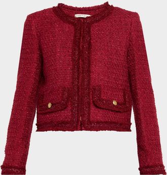 Alice & Olivia Landon Cropped Tweed Jacket