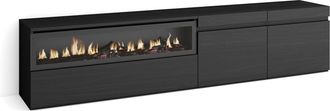 Skraut Home Skraut Home - Mueble Tv, Televisi&oacute;n, Muebles De Sal&oacute;n, Almacenaje, 200x45x35cm, Para Tv Hasta 80, Chimenea El&eacute;ctrica, Estilo Moderno, Negro